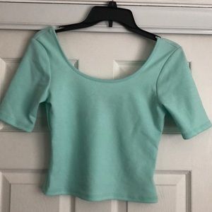 Mint Green Scoop Neck Cropped Top Medium